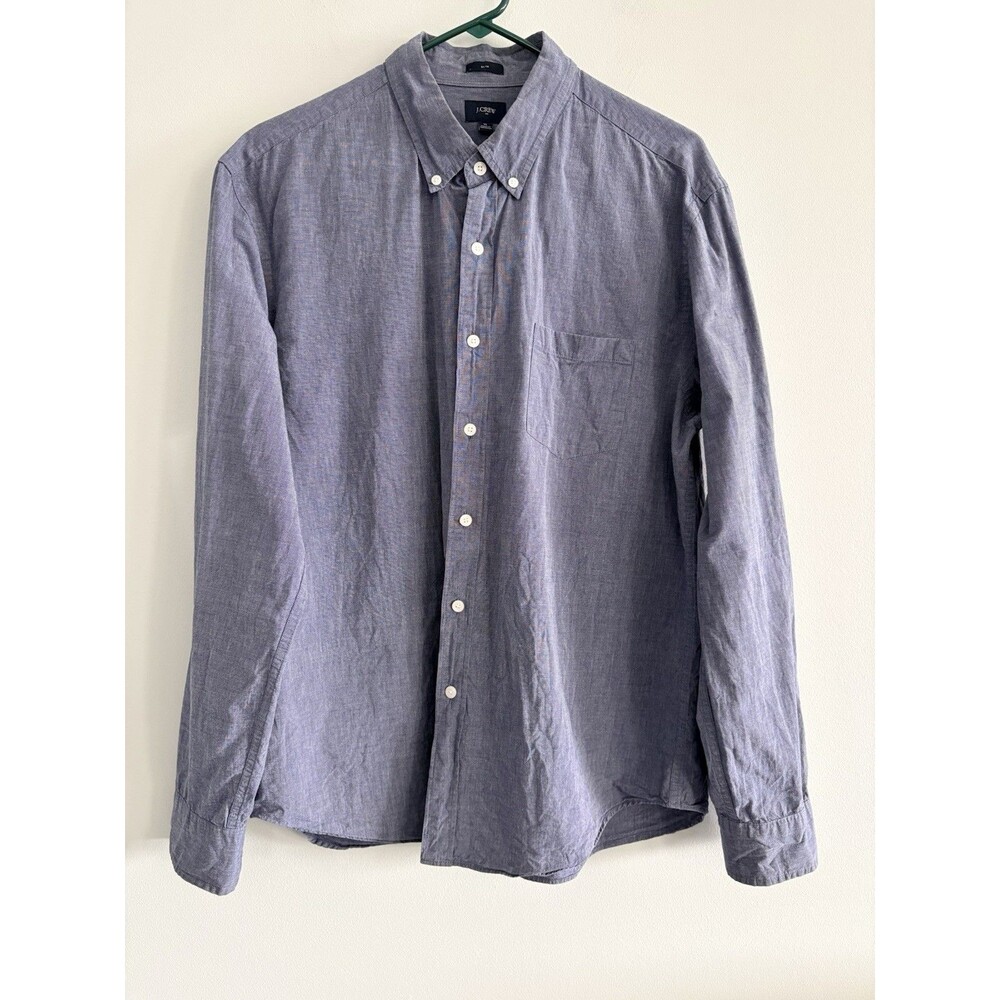 J. Crew Slim Fit Button Down Shirt Blue Mens Size XL Long Sleeve